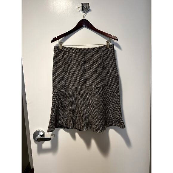 Zara Basic Wool Tweed Brown Houndstooth Skirt Size 8 - Picture 1 of 7